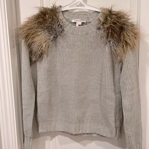 Stylish sweater with faux fur. Like new condition from BCBG